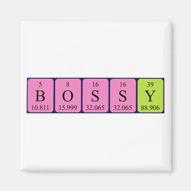 Bossy periodic table name magnet (Front)