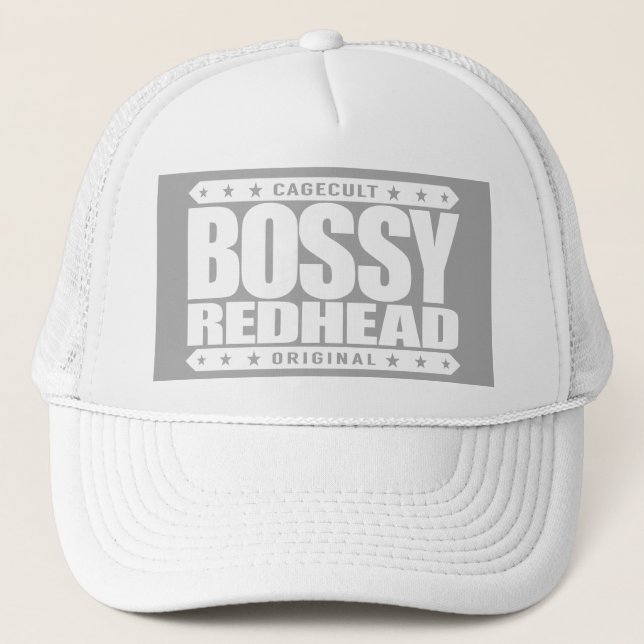BOSSY REDHEAD - I'm Dominant Fiery Phoenix Rising Trucker Hat (Front)