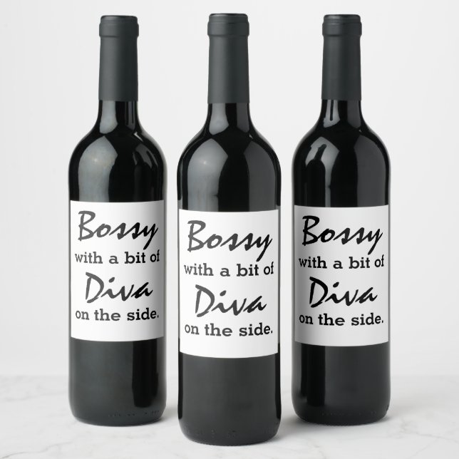 Bossy With A Bit of Diva  Wine Label (Bottles)