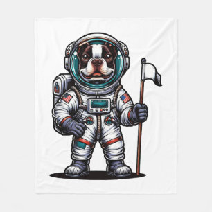 Bostie Astronaut  Fleece Blanket