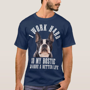 Bostie Mom Dog Dad Funny Boston Terrier  T-Shirt