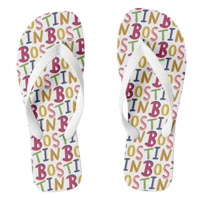 Bostin Black Country Word Flip Flop Beach Footwear (Footbed)