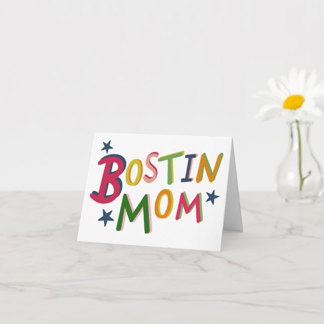 Bostin Mom Black Country Birthday or Mother's Day  Card (Small Plant)
