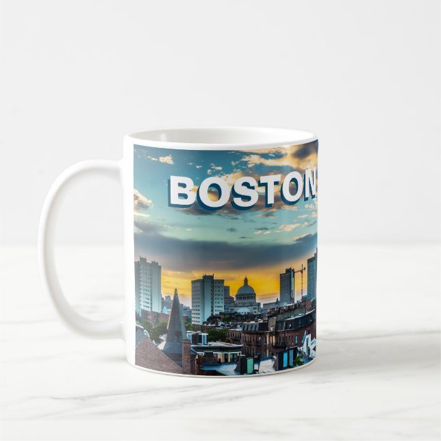 Bosto Coffee Mug Massachusetts City Skyline Gift (Left)