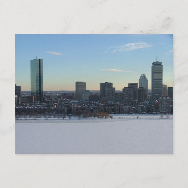 Boston and the frozen Charles River Postcard (Front)