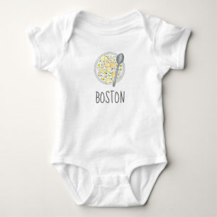 BOSTON Baby Massachusetts Clam Chowder Foodie Soup Bodysuit