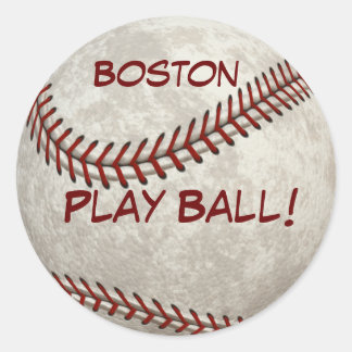 Boston Baseball "Play Ball!" American Past-time Classic Round Sticker