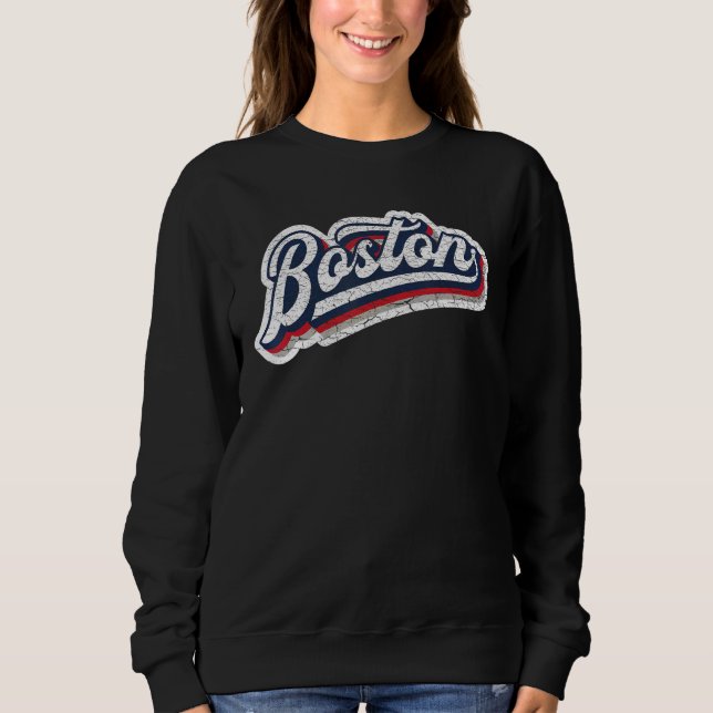 Boston Baseball Throwback u2013 Classic Retro Vint Sweatshirt (Front)