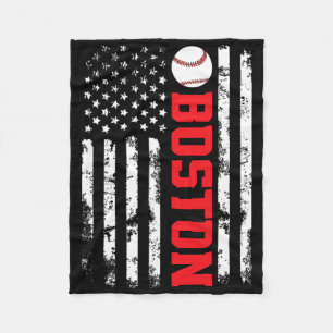 Boston Baseball Usa Flag Fleece Blanket