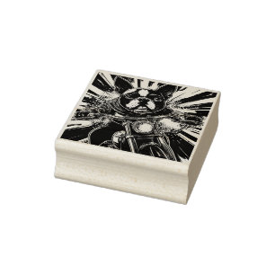 Boston Biker Terrier - Wood Art Stamp