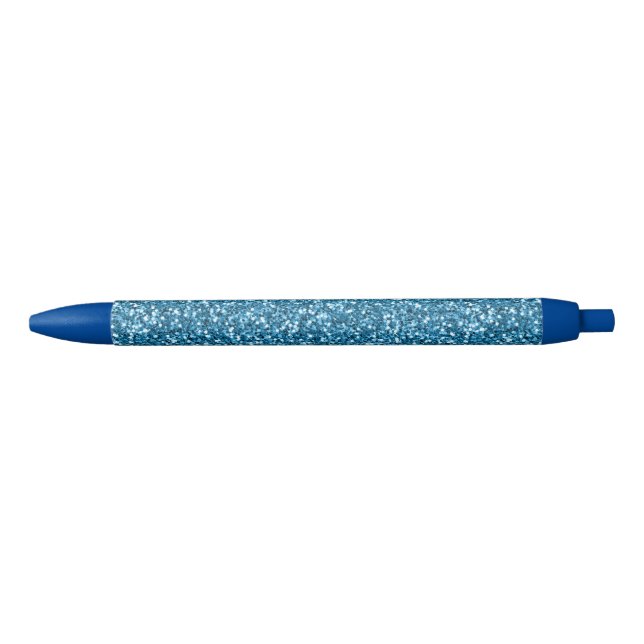 Boston Blue Glitter Black Ink Pen (Front)