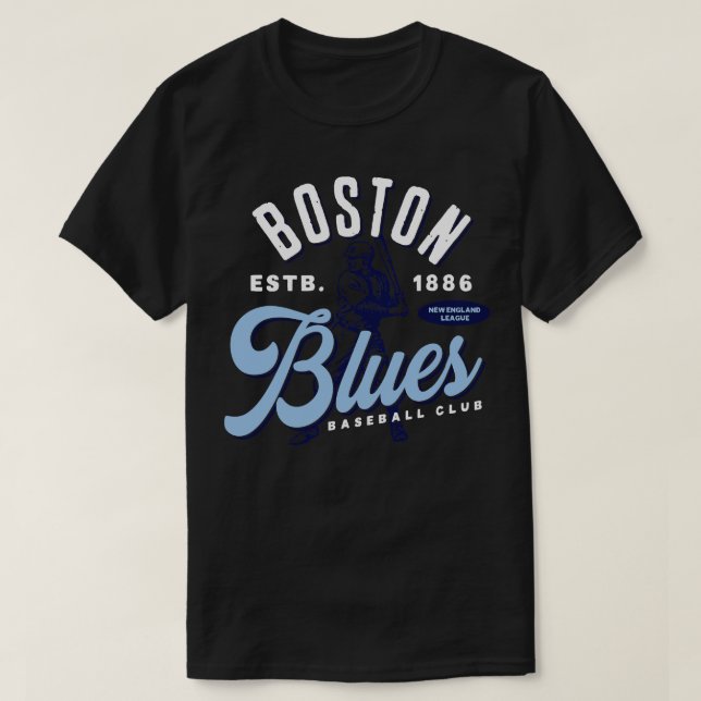 Boston Blues Baseball T-Shirt (Design Front)