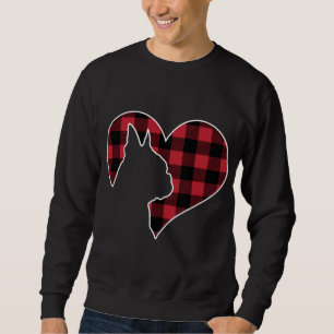 Boston Bostie Terrier Dog Christmas Buffalo Plaid  Sweatshirt