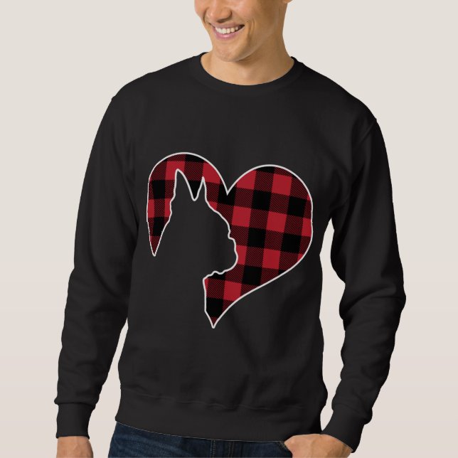 Boston Bostie Terrier Dog Christmas Buffalo Plaid  Sweatshirt (Front)