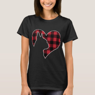 Boston Bostie Terrier Dog Christmas Buffalo Plaid T-Shirt