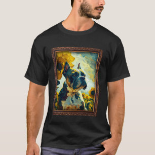 Boston Boxer Painting Sunflower Flower Mom Women F T-Shirt
