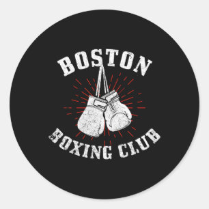 Boston Boxing Club Distressed Boxing Gloves Vintag Classic Round Sticker