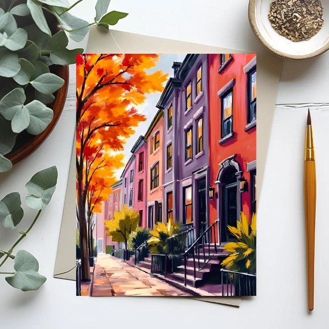 Boston Brownstones Watercolor Massachusetts Postcard (Creator Uploaded)