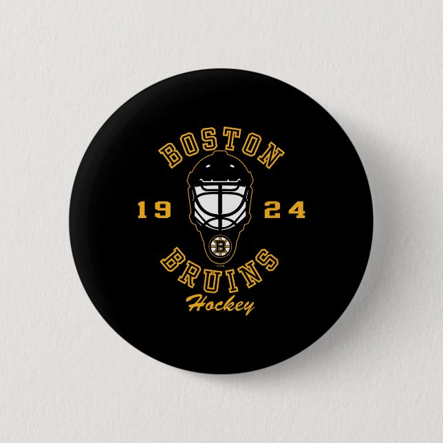 Boston Bruins Hockey Mask Black Officially License 6 Cm Round Badge (Front)