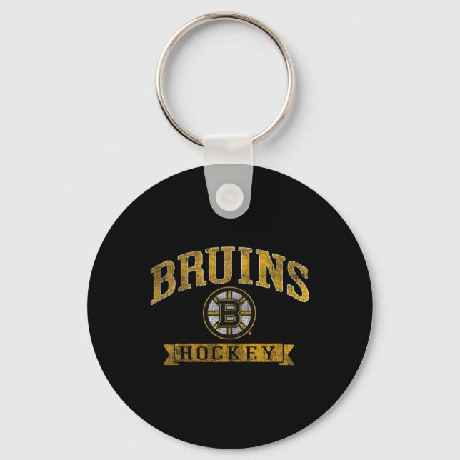 Boston Bruins Vintage Hockey Dark Heather  Key Ring (Front)