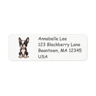 Boston Bull Terrier Puppy Return Address Label