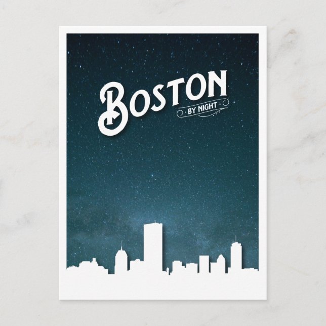 Boston by Night Skyline - Boston, Massachusetts, U Postcard (Front)
