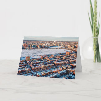 Boston Charles River and Brownstones in the snow Card
