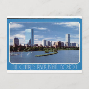 Boston Charles River Basin Vintage Skyline View Postcard