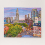 Boston City Buildings Massachusetts USA Jigsaw Puzzle<br><div class="desc">This scenic jigsaw puzzle features the historical old buildings with the modern skyscrapers in the background in Boston,  Massachusetts,  USA #travel #adventure #boston #city #usa #unitedstates #massachusetts #buildings #building #architecture #travel #adventure #cityscape #skyline #skyscrapers #sunset #colourful #landscape #jigsaw #puzzle #jigsawpuzzle #gifts #gift #fun #stockingstuffers #games #reflections</div>
