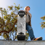 Boston City Map Skateboard<br><div class="desc">A unique map of the beautiful city of Boston, Massachusetts. This skateboard features a street map of the city inside a black border on the top and bottom.
A fun way to represent the city you love and reside in!</div>