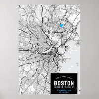 Boston City Map With Your Location