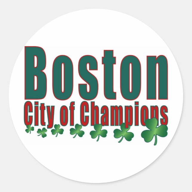 Boston City of Champions Classic Round Sticker (Front)