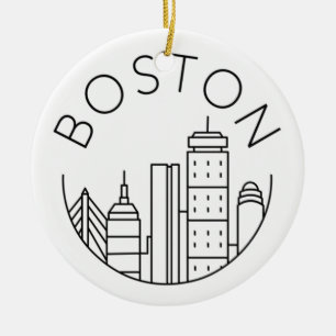 Boston City Skyline, boston ma skyline Ceramic Ornament