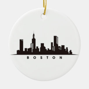 Boston City Skyline, boston ma skyline Ceramic Ornament