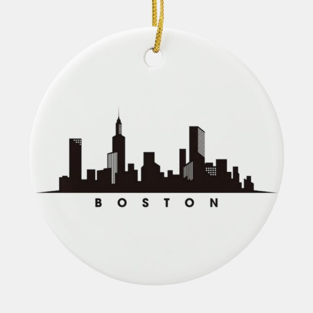 Boston City Skyline, boston ma skyline Ceramic Ornament (Front)