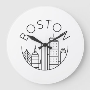 Boston City Skyline, boston ma skyline Large Clock