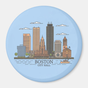 Boston City Skyline, boston ma skyline Magnet