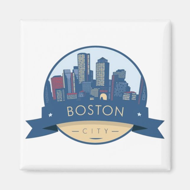 Boston City Skyline, boston ma skyline Magnet (Front)