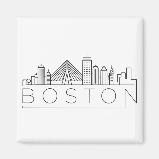 Boston City Skyline, Boston Ma Skyline Magnet (Front)