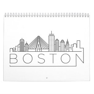 Boston City Skyline, Boston Ma Us Calendar