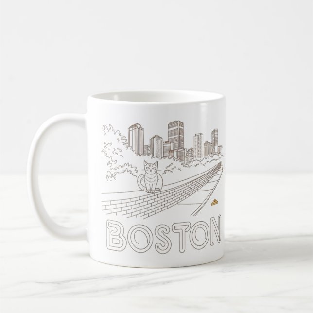 Boston City Skyline, Boston Ma Us Skyline Coffee Mug (Left)