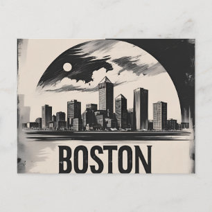 Boston City Skyline – Modern Minimalist Cityscape Postcard