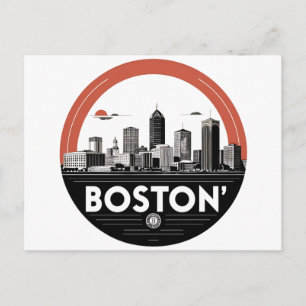 Boston City Skyline – Modern Minimalist Cityscape  Postcard