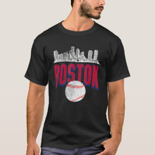 Boston City Skyline Retro Tee Boston Baseball Vint