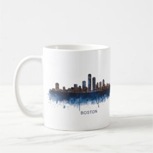 Boston City Skyline Watercolor Coffee Mug