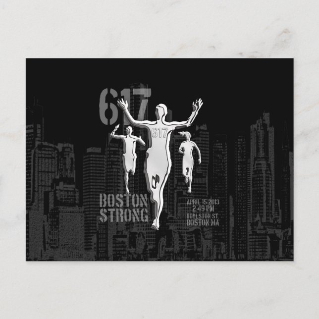 Boston City Strong Remembers on Black Decor Postcard (Front)