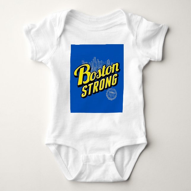 Boston City Strong Remembers on Blue Baby Bodysuit (Front)
