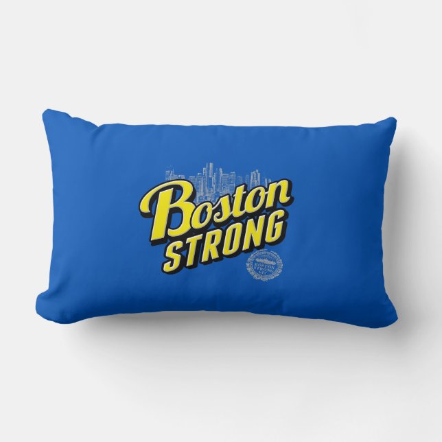 Boston City Strong Remembers on Blue Lumbar Cushion (Front)