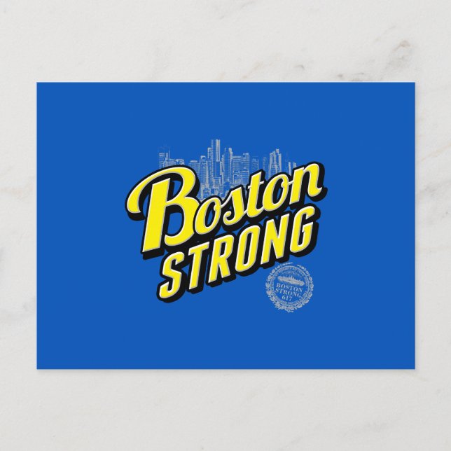 Boston City Strong Remembers on Blue Postcard (Front)