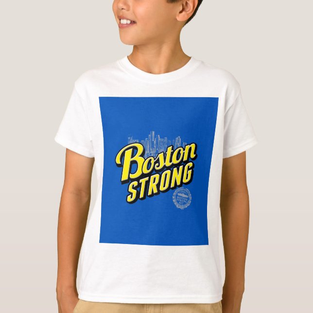 Boston City Strong Remembers on Blue T-Shirt (Front)